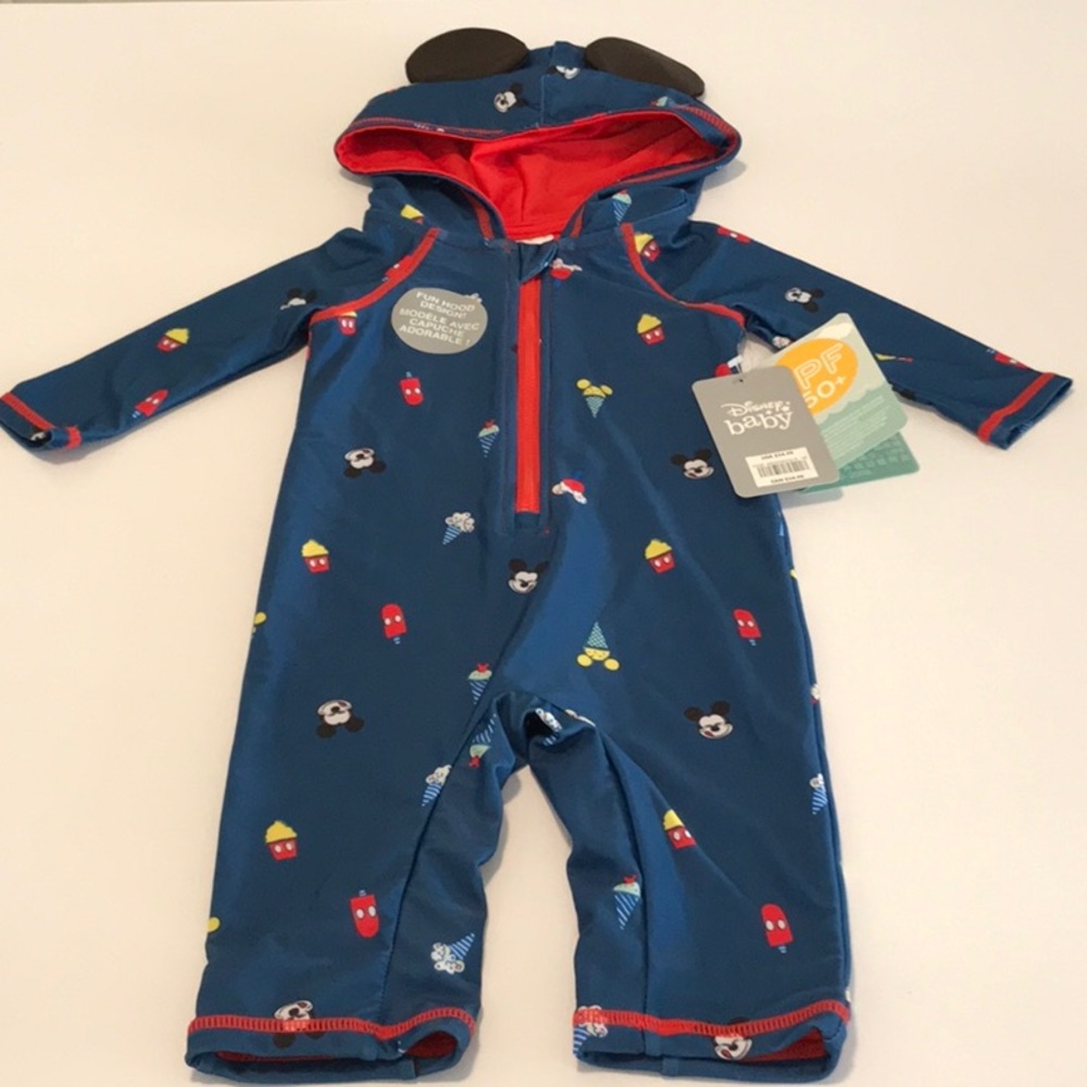NWT Baby Disney sun protection onesie w hood - 6-9 mos